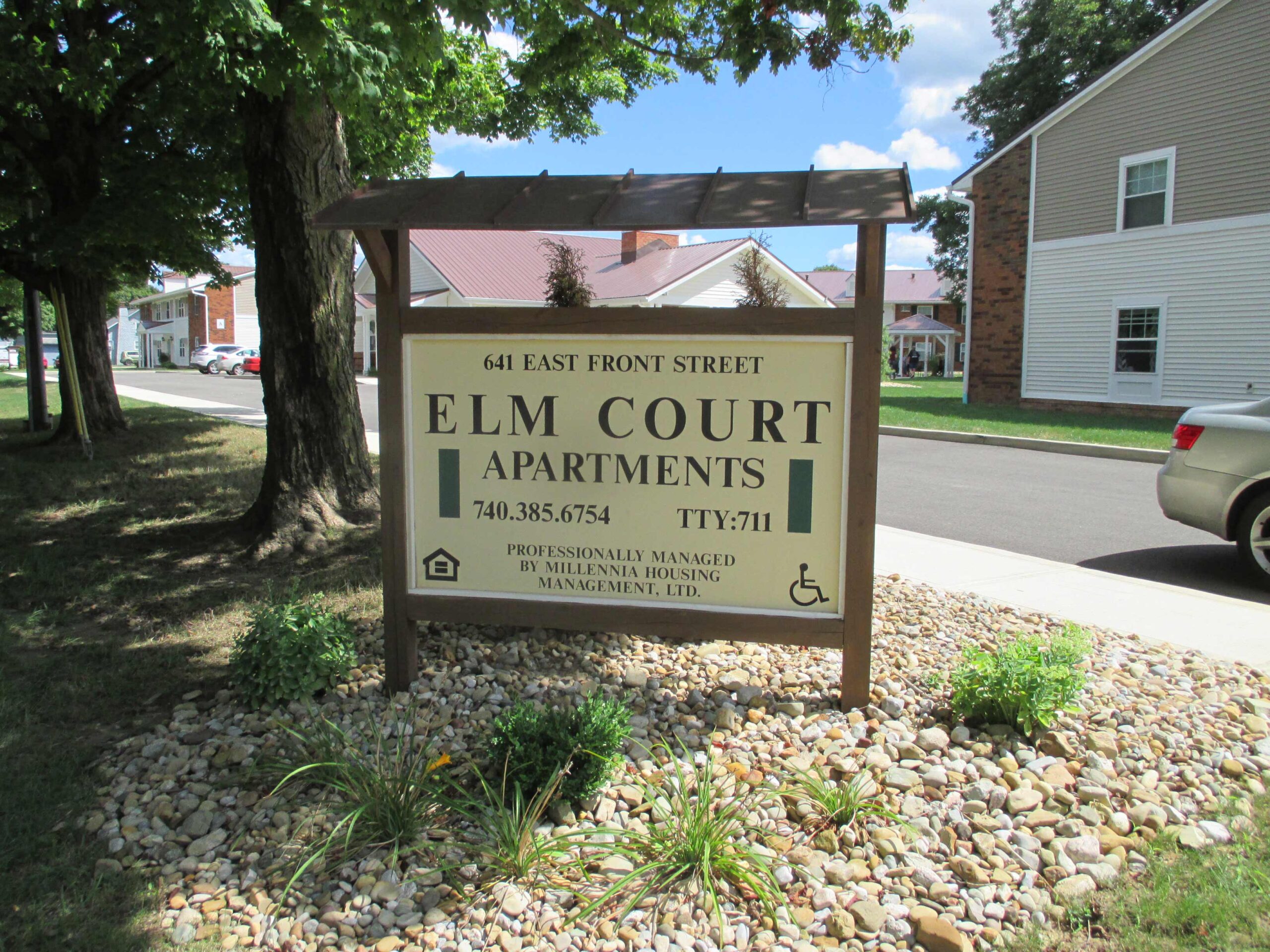 Front sign at Elm Court